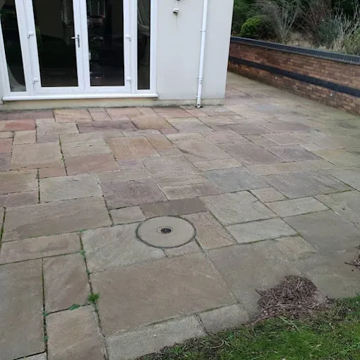 Patio before pressure washing